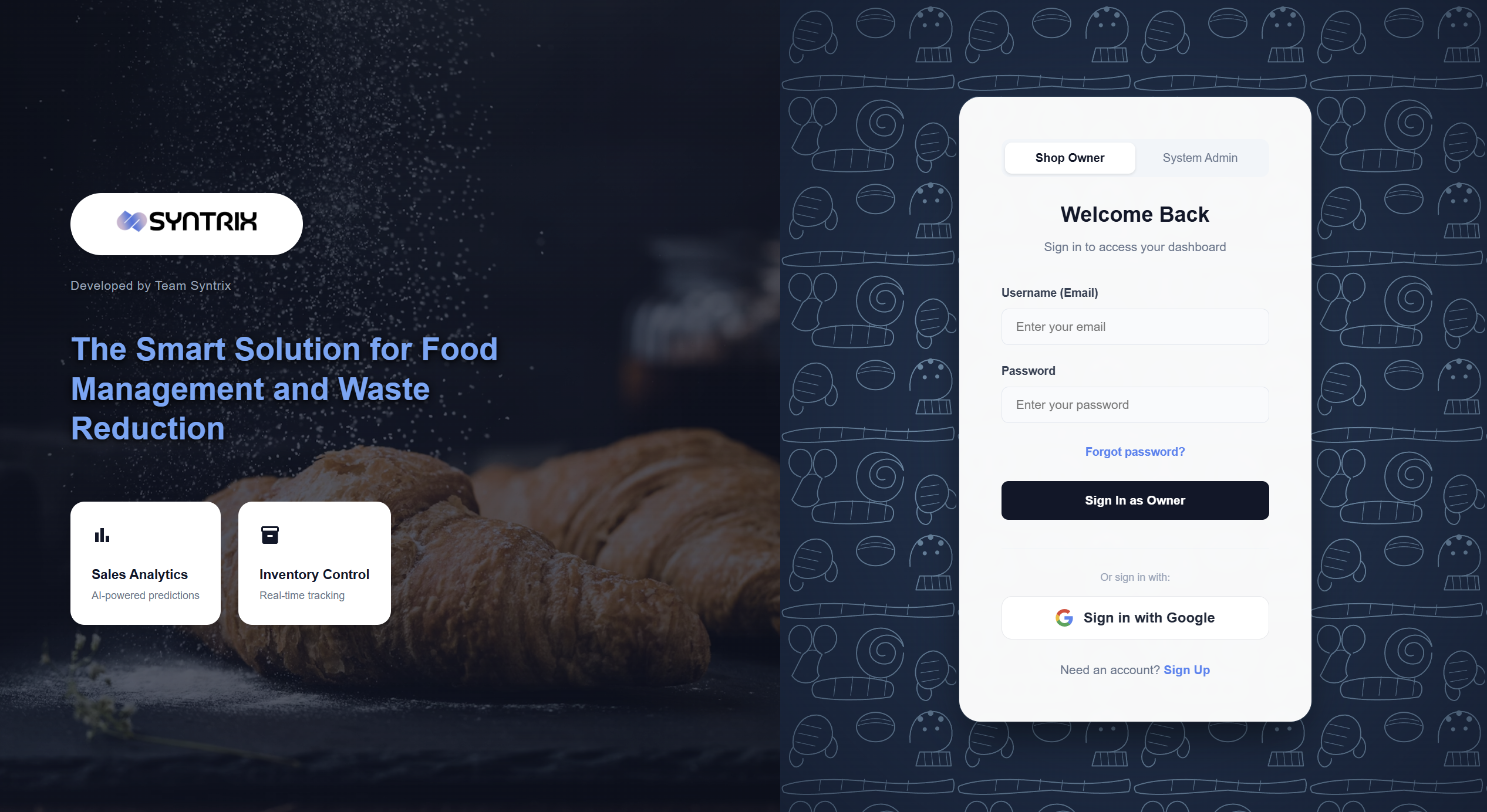 Syntrix Dashboard UI
